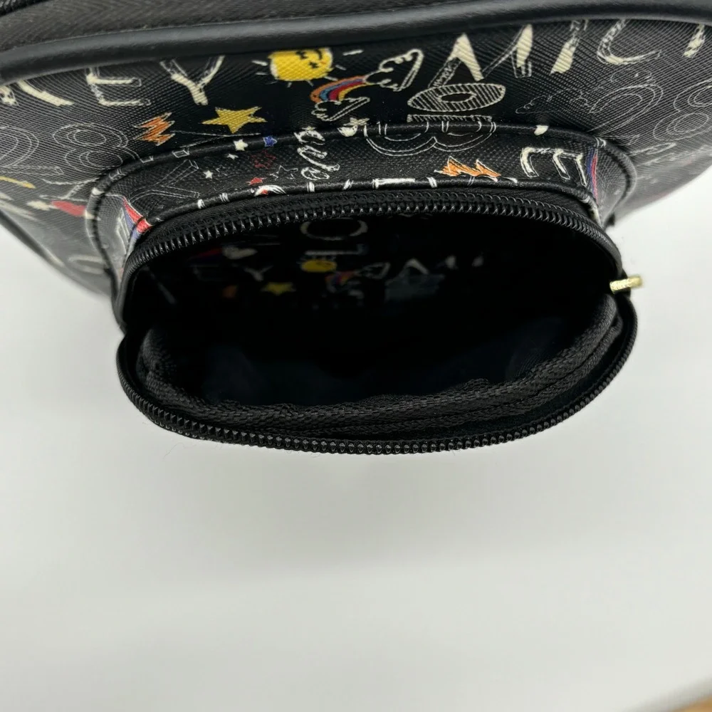Disney Mickey Mouse Mini Backpack Black Gold‎ Lettering Pattern Print Cute
